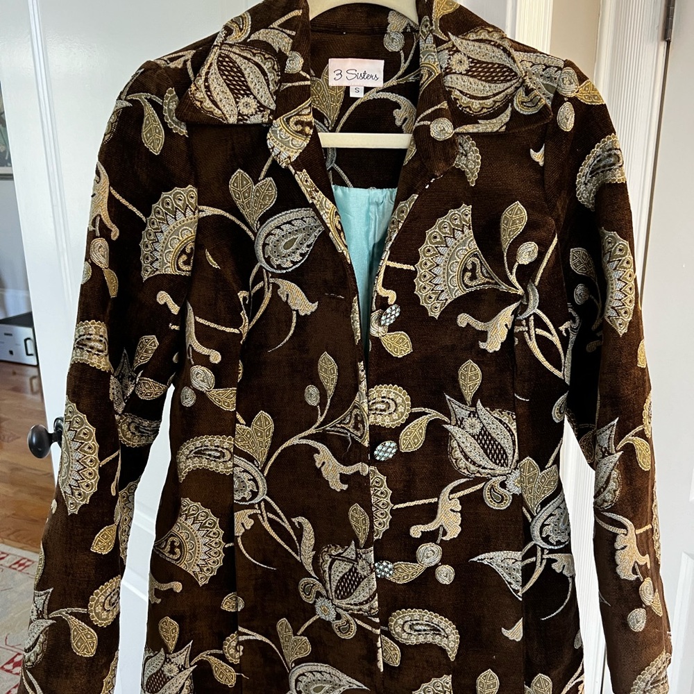 3 Sisters velvet paisley 3/4 length jacket